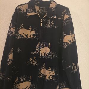 LAVON Black & Tan Teddy Fleece Zip Jacket